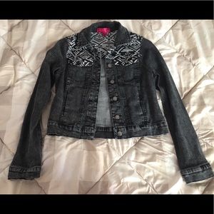 Tinseltown XS Gray/Black Denim Jean Jacket